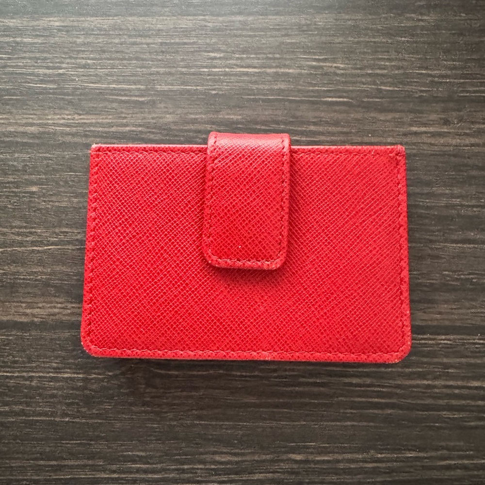 Prada Scarlet Card Case with Gold Logo - Picture 2 of 2